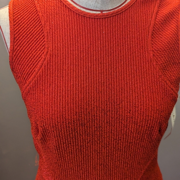 NWT ANTHROPOLOGIE  Shoshanna Annika Sz 6 A-Line Metallic Red Flame Dress Flounce - Picture 5 of 10